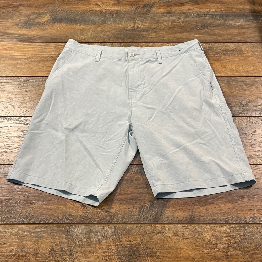RVCA Dual Purpose Trunk Hybrid Shorts Light Blue Size 36 Surf Skate Golf Active